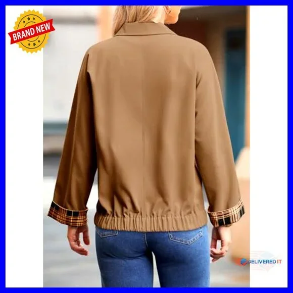 Oversized Snap Button Casual Jacket Lightweight Chic Fall Outerwear